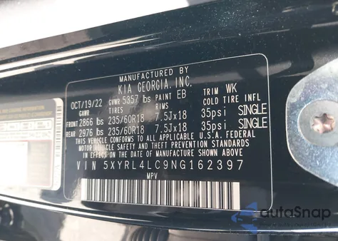 2022 Kia Sorento S z USA, uszkodzony, nr VIN 5XYRL4LC9NG162397